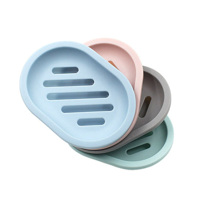 2-Pack Soap Dish with Drain, Soap Holder, Soap Saver, Easy Cleaning, Dry, Stop Mushy Soap (Gray) Blue