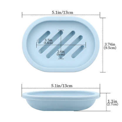 2-Pack Soap Dish with Drain, Soap Holder, Soap Saver, Easy Cleaning, Dry, Stop Mushy Soap (Gray) Blue