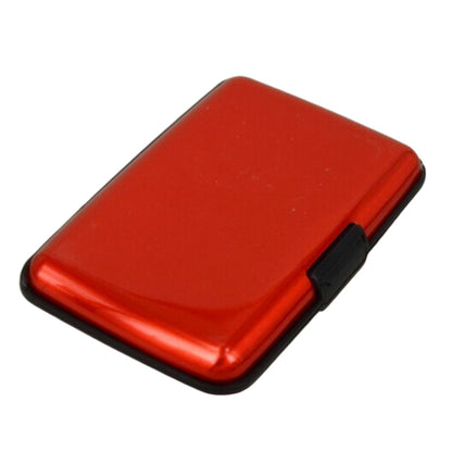 Walbest Waterproof 6 Slots RFID Blocking Credit Card Protector Aluminum ID Case Hard Shell Business Card Holder Metal Wallet for Men or Women Red