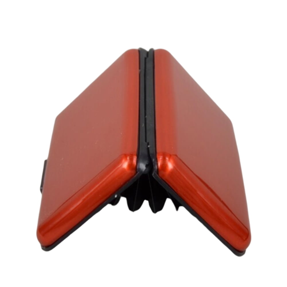 Walbest Waterproof 6 Slots RFID Blocking Credit Card Protector Aluminum ID Case Hard Shell Business Card Holder Metal Wallet for Men or Women Red