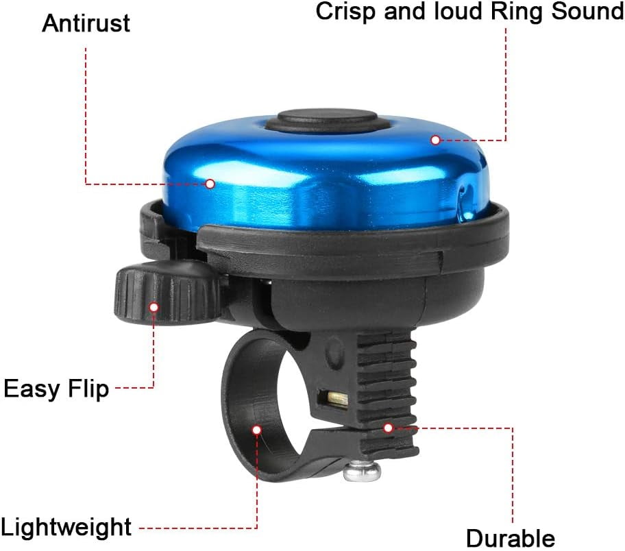 ZHUYING 2 pack Classic Bike Bell, Aluminum Bicycle Bell, Loud Crisp Clear Sound Bicycle Bike Bell for Adults Kids Blue+Black