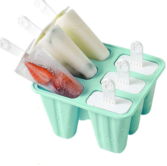 Silicone Ice Pop Molds 6-Well Easy Release, BPA Free Silicone Ice Cream Mold Green