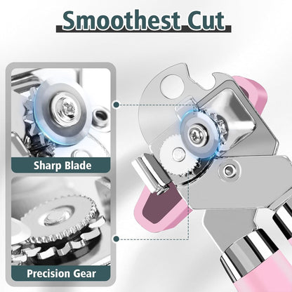 SHAOTELLME Stainless Steel Can Opener Manual Multifunctional Labor Saving Can Opener Kitchen Creative Can Opener Tool Easily Open Cans Of Various Sizes, 3PC pink