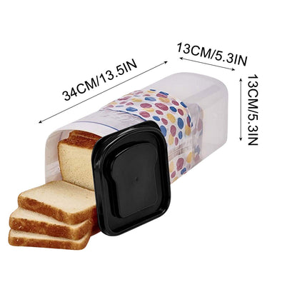 Bread Box with Airtight Lid, Bread Storage Container, Bread Loaf Storage Dispenser, Plastic Sandwich Bread Keeper, White Lid, 1 Pack C Black