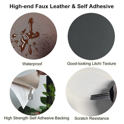 Miaochuan 3 x 60 Inch Self Adhesive Leather Repair Patch Tape, and Leather Repair Kit for Couches, Furniture, Car Seat, Boat Seat, Sofa, Upholstery, Chair, Interior(Ivory Brown) 3" x 60" Dark Red