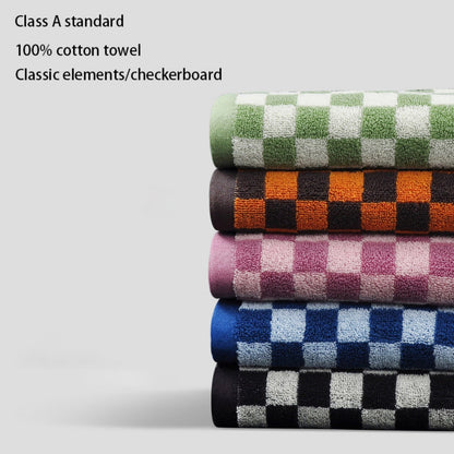 Checkered Bath Towels for Bathroom, Shower Towels 30" x 14", Super Soft and Quick Dry, Colorful Towel for Summer Beach Pool Green Black