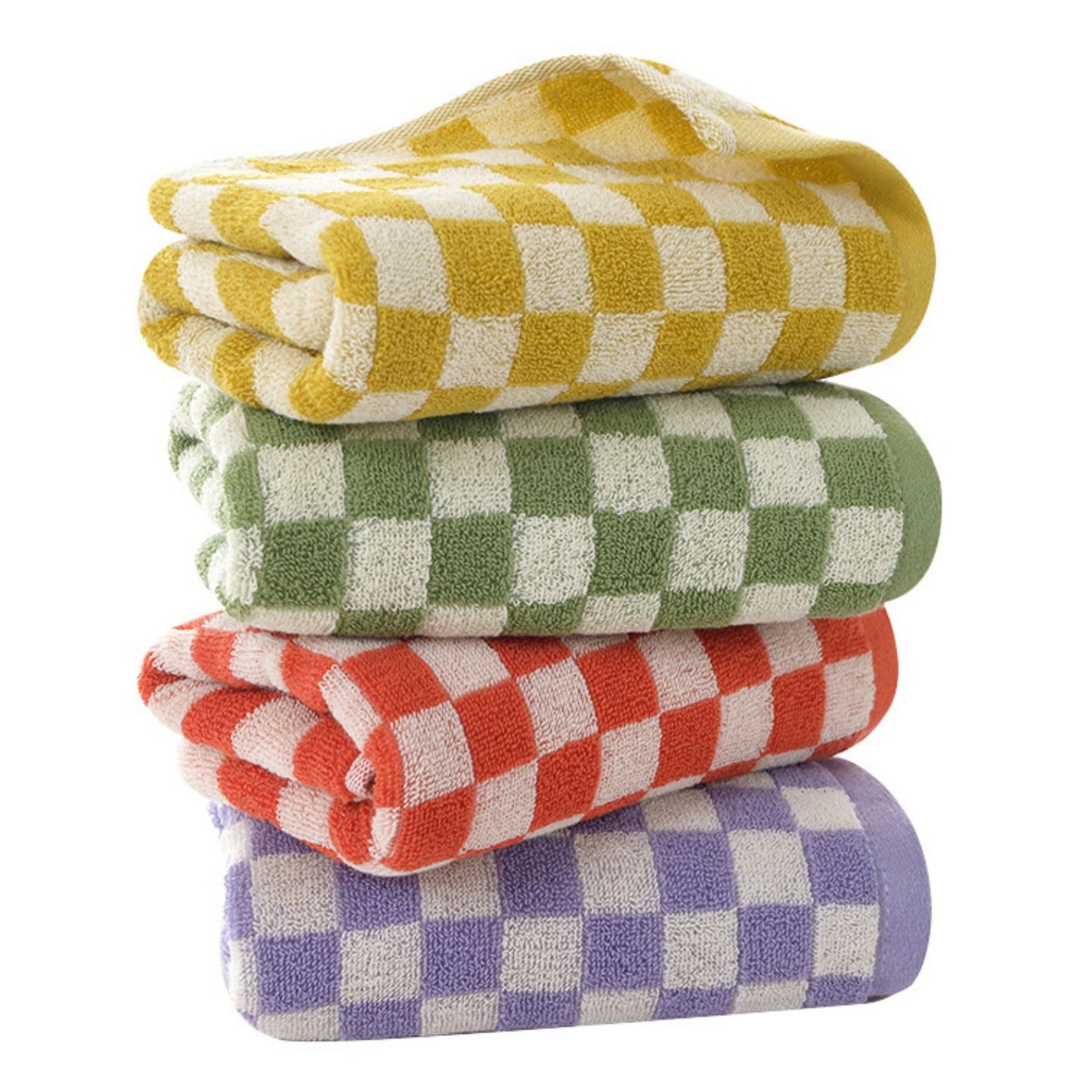 Checkered Bath Towels for Bathroom, Shower Towels 30" x 14", Super Soft and Quick Dry, Colorful Towel for Summer Beach Pool Green Black