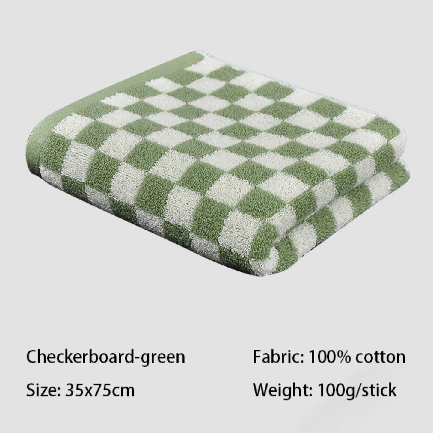 Checkered Bath Towels for Bathroom, Shower Towels 30" x 14", Super Soft and Quick Dry, Colorful Towel for Summer Beach Pool Green