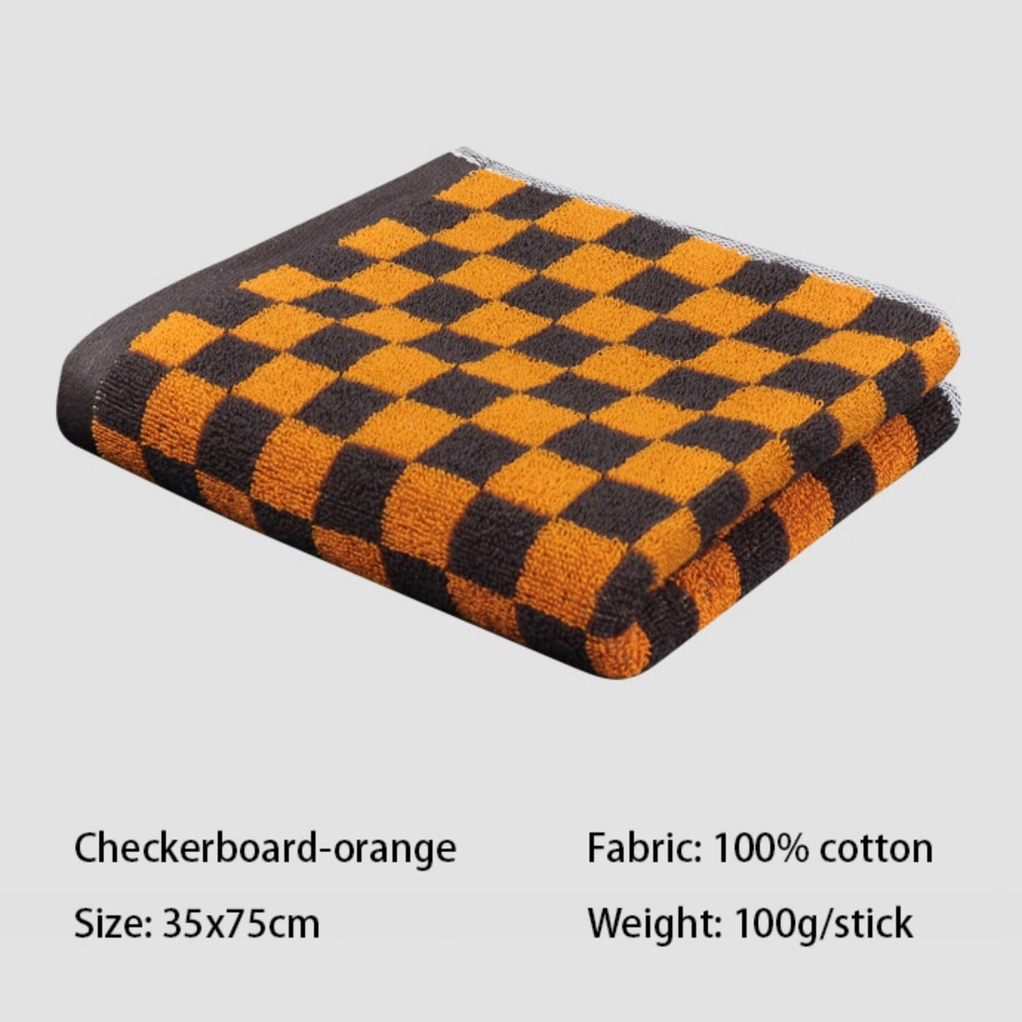 Checkered Bath Towels for Bathroom, Shower Towels 30" x 14", Super Soft and Quick Dry, Colorful Towel for Summer Beach Pool Green Orange