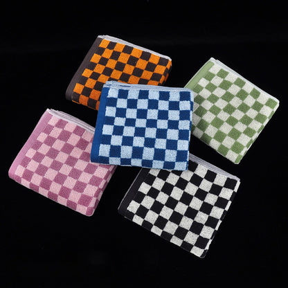 Checkered Bath Towels for Bathroom, Shower Towels 30" x 14", Super Soft and Quick Dry, Colorful Towel for Summer Beach Pool Green Yellow