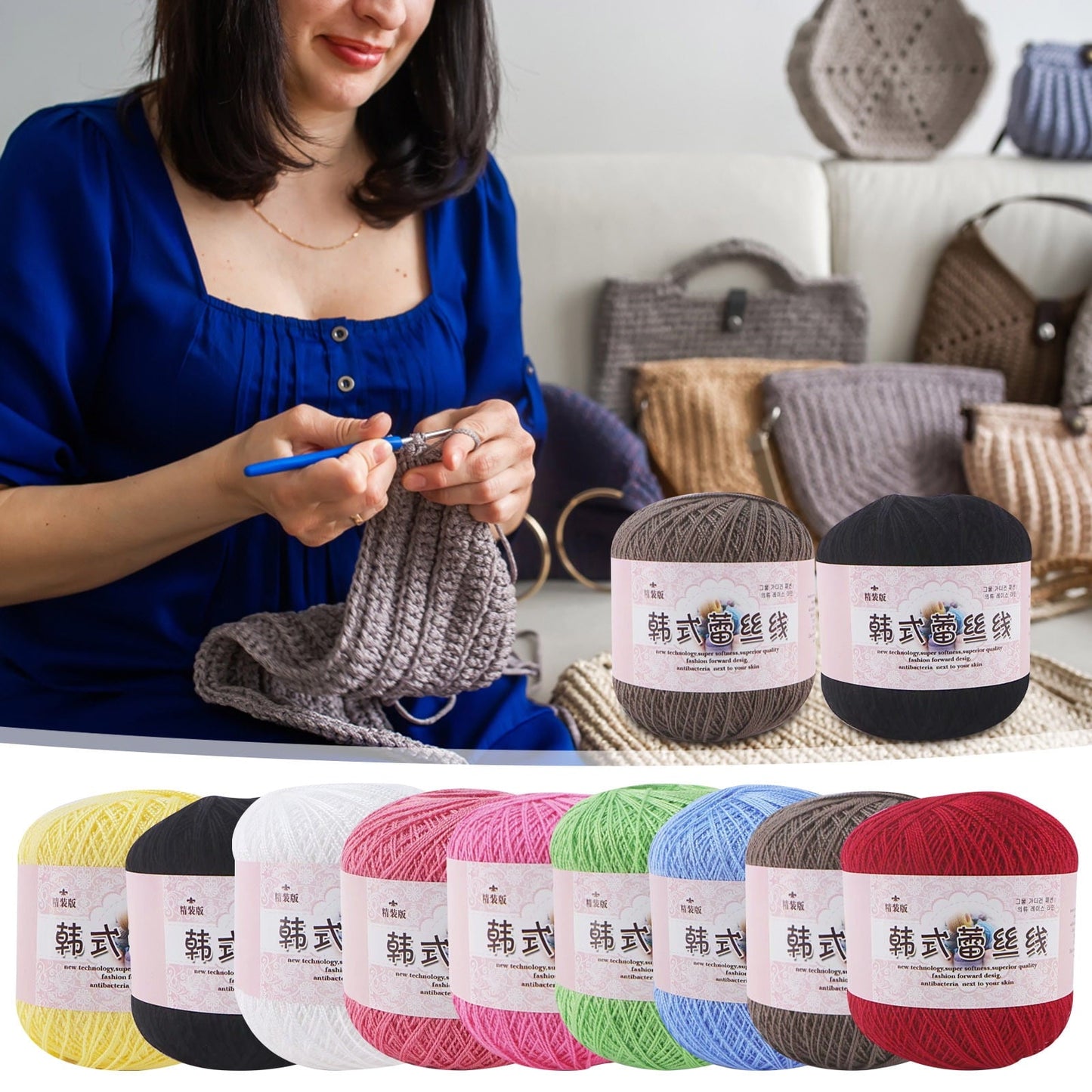 Under $1 Tyidzon Fashion Crochet Thread Cotton Knitting Yarn Thread Balls Knitting Thread Yarn for Crocheting H