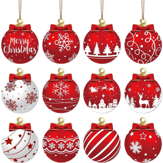 PALIFEUR 12Pcs Christmas Balls Ornaments, Christmas Shatterproof Ball with Strings - Christmas Decorations for Xmas Tree, Holiday, Wedding, Party, Christmas Gifts multicolor