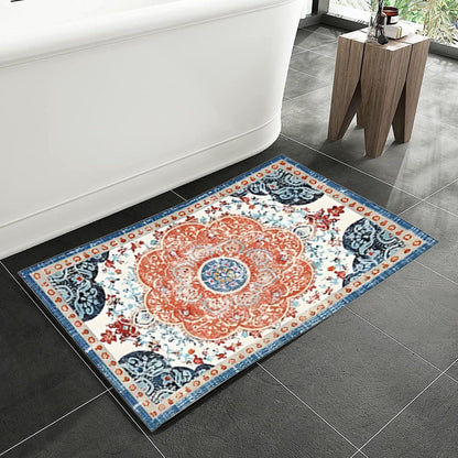 Tyidzon Kitchen Mats for Floor Set of 2 Pcs, Cushioned Non Slip Kitchen Rugs for Kitchen Floor, Absorbent Runner Comfort Standing Mats Washable for Kitchen, Office, Home (15"x47"+15"x23") Orange,Blue#3