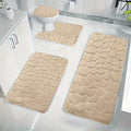Tyidzon Bathroom Rugs Sets 4 Piece with Toilet Lid Cover, Non-Slip Absorbentb Rugs and Mats for Bathroom, Bath Rug Set Beige