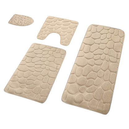 Tyidzon Bathroom Rugs Sets 4 Piece with Toilet Lid Cover, Non-Slip Absorbentb Rugs and Mats for Bathroom, Bath Rug Set Beige