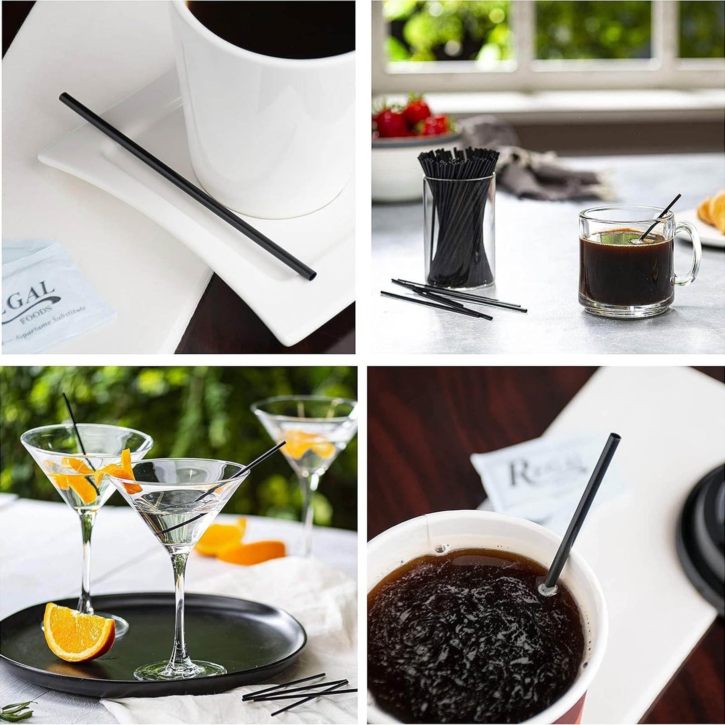 Dmlowu 100Pc 10 Inch Coffee & Cocktail Stirrers/Straws Disposable Plastic Sip Stir Swizzle Sticks - Black
