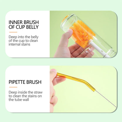 Dmlowu Bottle Brush, 14 Inch Long Handle Water Bottle Scrubbing Brush, Built for Cleaning Sport Bottles, Water Bottles, Coffee Mugs, Wine Decanters, Tea Kettles Orange