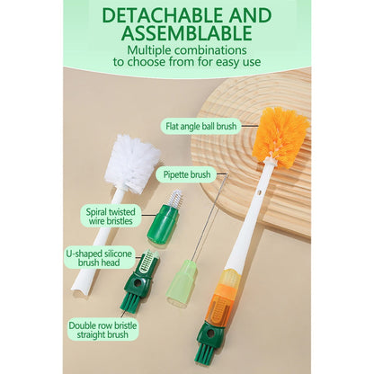 Dmlowu Bottle Brush, 14 Inch Long Handle Water Bottle Scrubbing Brush, Built for Cleaning Sport Bottles, Water Bottles, Coffee Mugs, Wine Decanters, Tea Kettles Orange