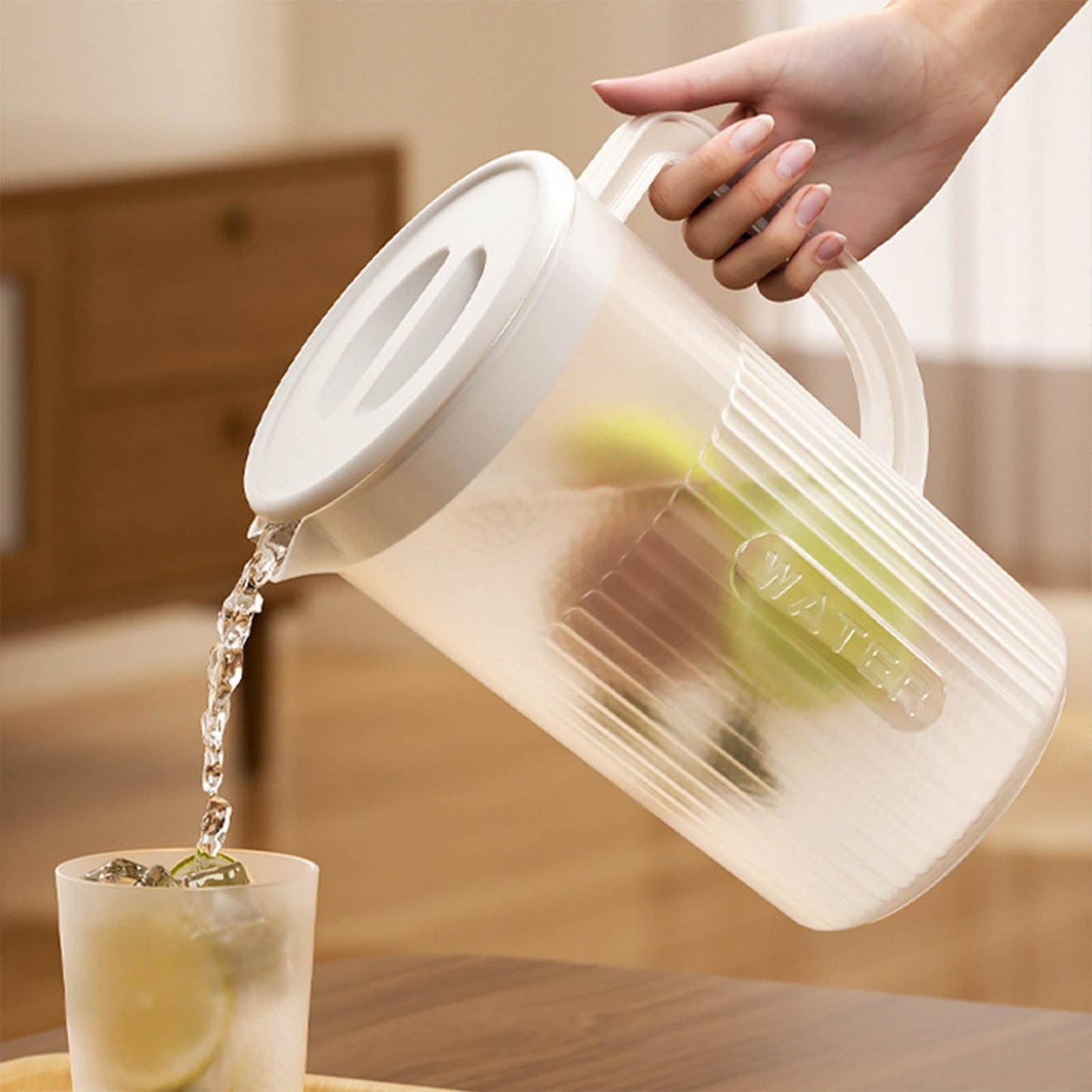 Tyidzon Juice Pitcher with Lids for Fridge, Water Jug for Teas, Juices & Iced Beverages - Fridge & Dishwasher Safe A