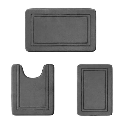 Tyidzon Bathroom Rugs Sets 3 Piece, Bath Mat Universal Soft Comfortable Water Absorption Non Slip Machine Washable Easy Dry Bathroom Mat Gray
