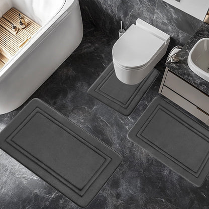 Tyidzon Bathroom Rugs Sets 3 Piece, Bath Mat Universal Soft Comfortable Water Absorption Non Slip Machine Washable Easy Dry Bathroom Mat Gray