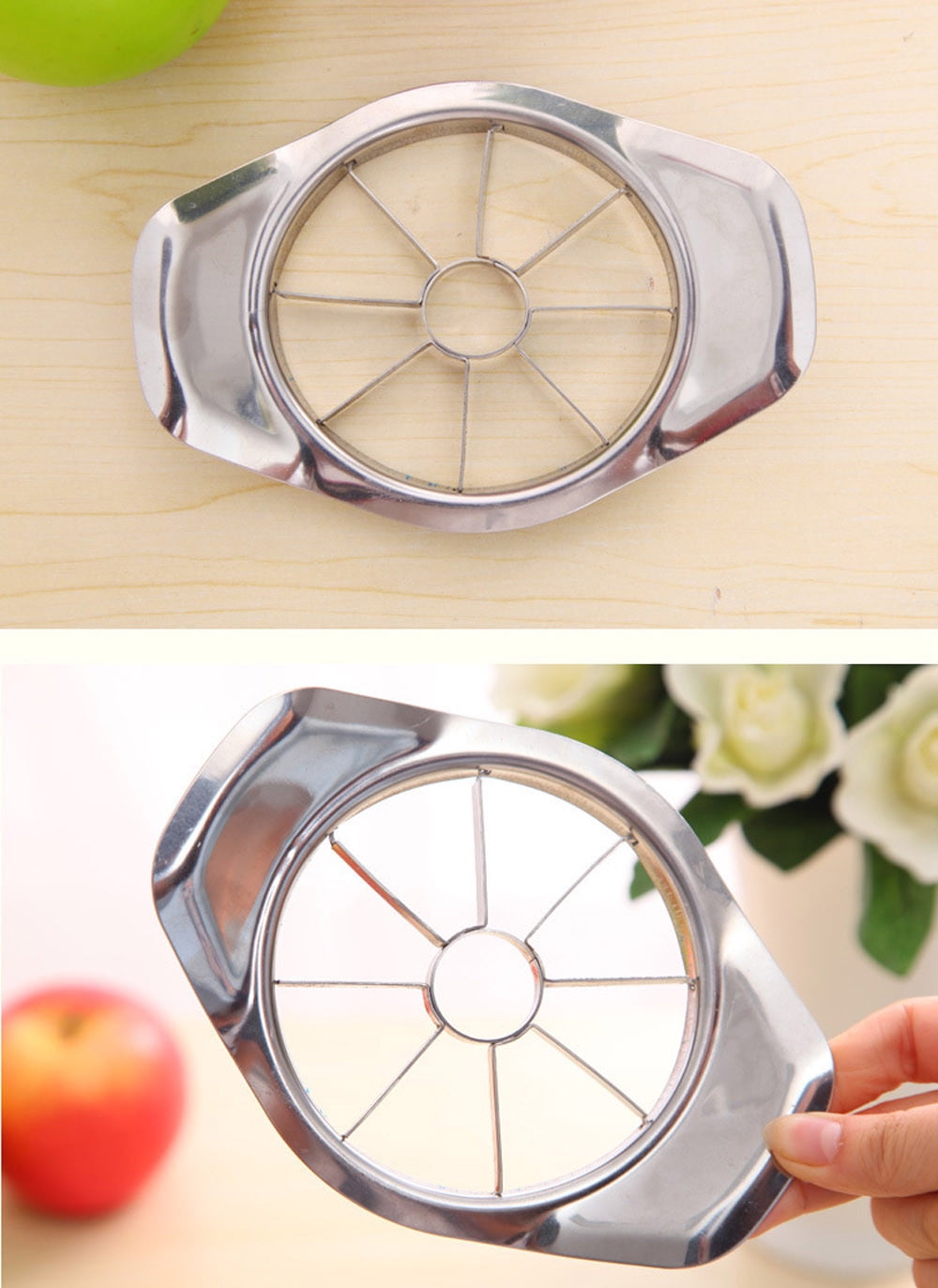 PALIFEUR Stainless Steel Apple Slicer Easy Cut Apple Corer 8-Slice Thin Apple Slicer and Corer Classic Apple Cutter Sturdy，Easy to Use,Time-Savi Silver