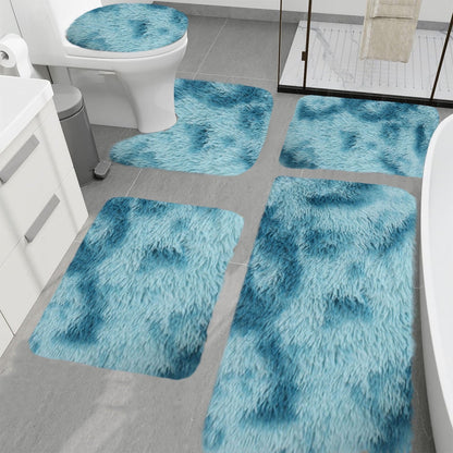 PALIFEUR Tie-Dye Bathroom Rugs Sets, Non-Slip Bath Mat Set 5 Piece, Soft Comfortable Washable Bathroom Mat Set, Quicker Dry Bathroom Rug with Toilet Rug Blue