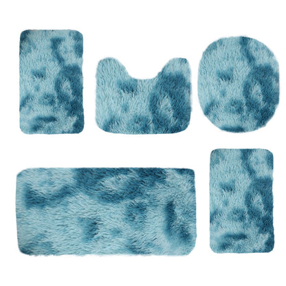 PALIFEUR Tie-Dye Bathroom Rugs Sets, Non-Slip Bath Mat Set 5 Piece, Soft Comfortable Washable Bathroom Mat Set, Quicker Dry Bathroom Rug with Toilet Rug Blue