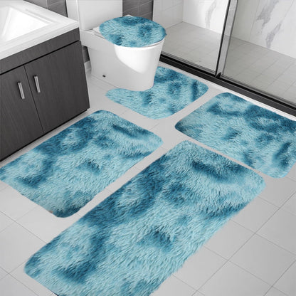 PALIFEUR Tie-Dye Bathroom Rugs Sets, Non-Slip Bath Mat Set 5 Piece, Soft Comfortable Washable Bathroom Mat Set, Quicker Dry Bathroom Rug with Toilet Rug Blue