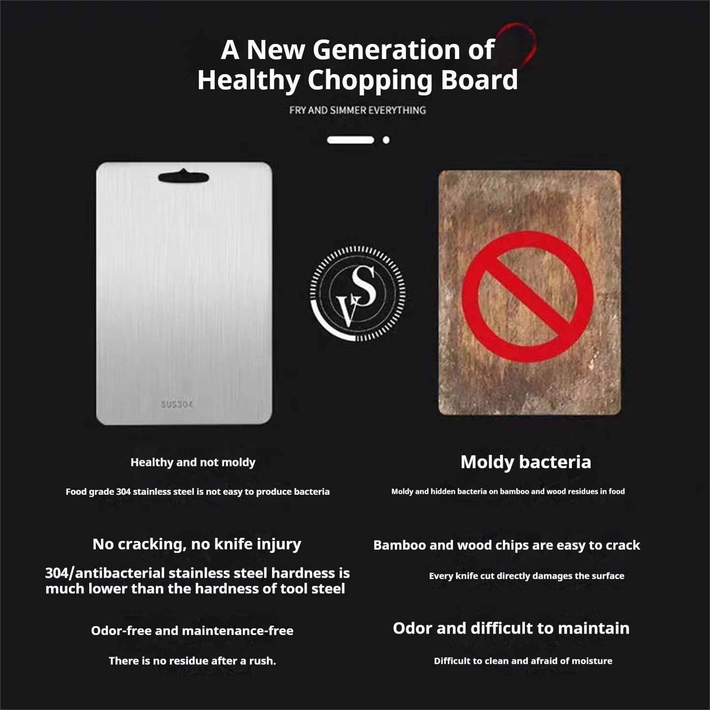 PALIFEUR Cutting Board Non Toxic Steel Cutting Boards for Kitchen, Different Sizes & Non Slip Handles, Servicealbe Non Stick Chopping Board A
