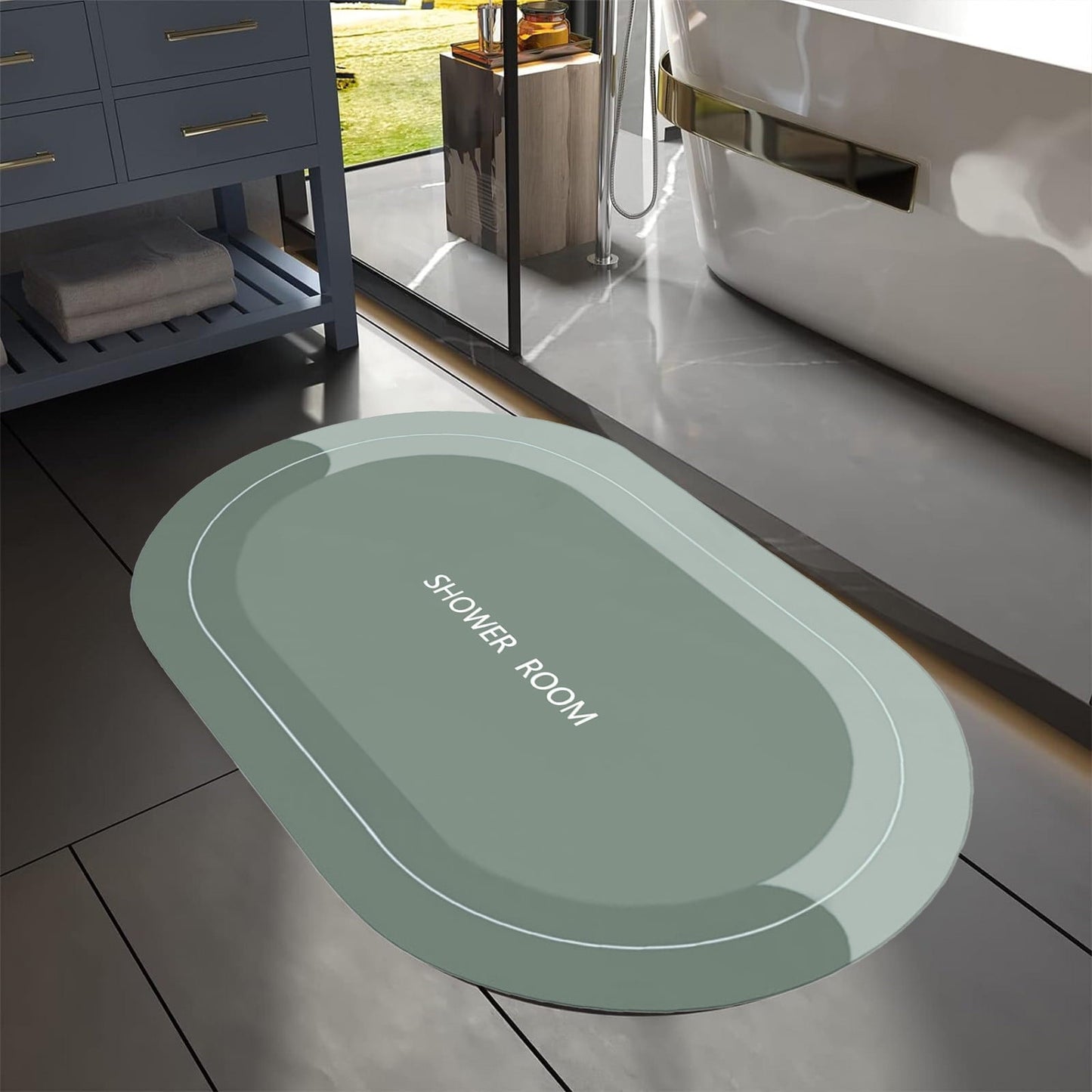 PALIFEUR Oval Bathroom Rugs, Extra Soft Absorbent Bath Mat, 15.7"x23.6" Quicker Dry Washable Bath Mats for Bathroom, Tub and Shower, Non-Slip Bathroom Rug Gray