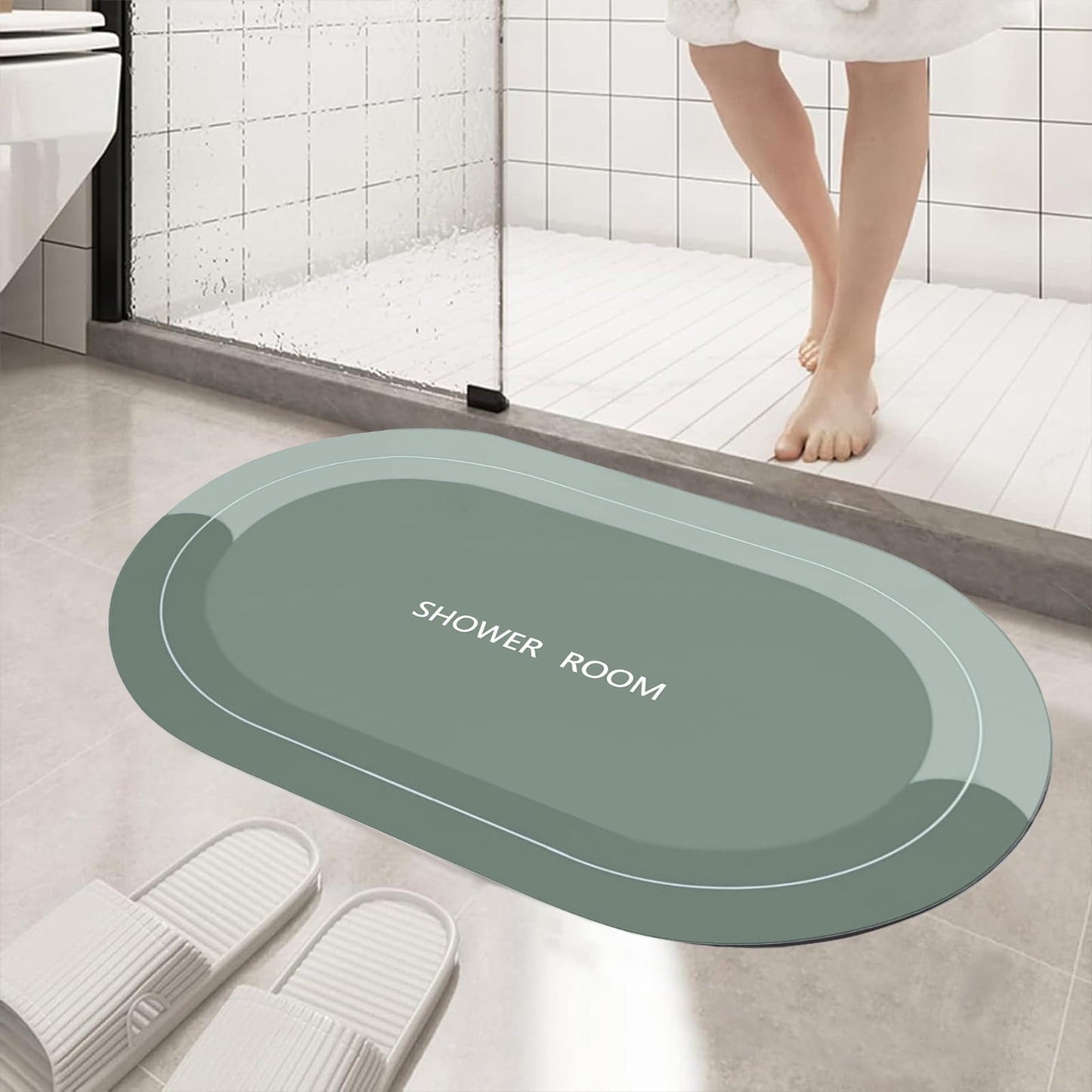 PALIFEUR Oval Bathroom Rugs, Extra Soft Absorbent Bath Mat, 15.7"x23.6" Quicker Dry Washable Bath Mats for Bathroom, Tub and Shower, Non-Slip Bathroom Rug Gray