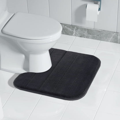 PALIFEUR Memory Foam Toilet Rug, Non-Slip Bathroom Rugs, Toilet Rugs U Shaped Washable, Commode Contour Rug, Soft Comfortable Super Water Absorption #1_Black