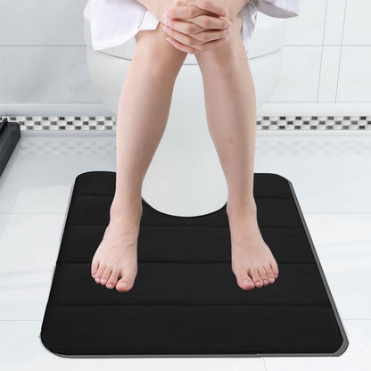 PALIFEUR Memory Foam Toilet Rug, Non-Slip Bathroom Rugs, Toilet Rugs U Shaped Washable, Commode Contour Rug, Soft Comfortable Super Water Absorption #1_Black