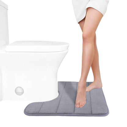 PALIFEUR Memory Foam Toilet Rug, Non-Slip Bathroom Rugs, Toilet Rugs U Shaped Washable, Commode Contour Rug, Soft Comfortable Super Water Absorption #1_Gray