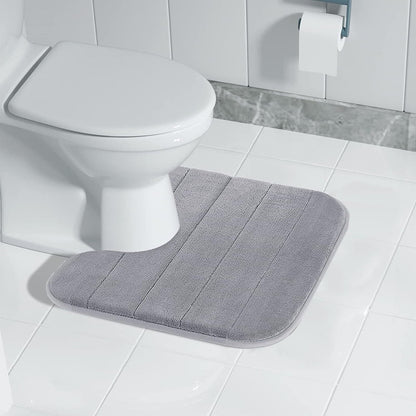 PALIFEUR Memory Foam Toilet Rug, Non-Slip Bathroom Rugs, Toilet Rugs U Shaped Washable, Commode Contour Rug, Soft Comfortable Super Water Absorption #1_Gray