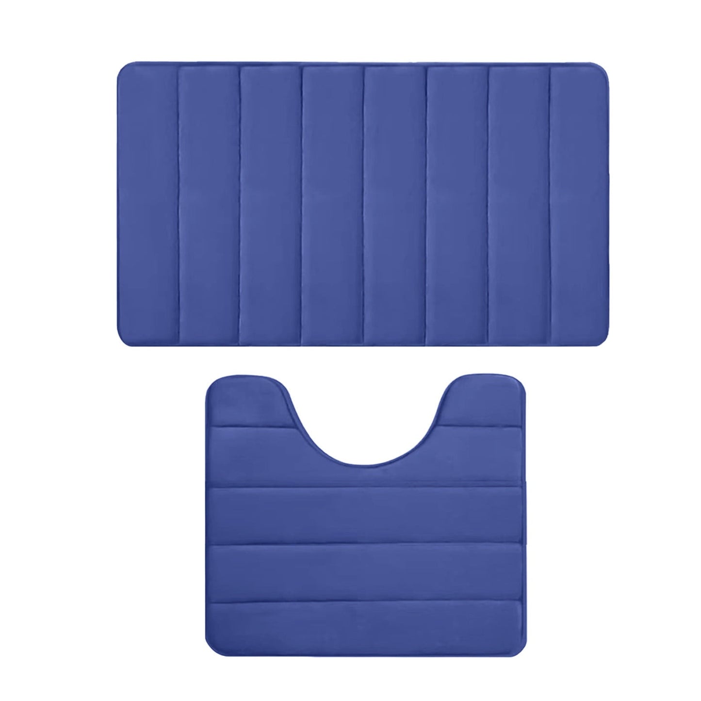 PALIFEUR Memory Foam Toilet Rug, Non-Slip Bathroom Rugs, Toilet Rugs U Shaped Washable, Commode Contour Rug, Soft Comfortable Super Water Absorption #2_Blue