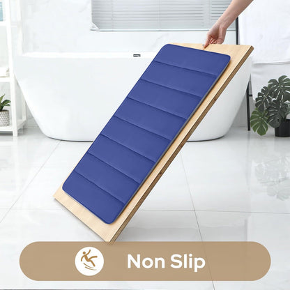 PALIFEUR Memory Foam Toilet Rug, Non-Slip Bathroom Rugs, Toilet Rugs U Shaped Washable, Commode Contour Rug, Soft Comfortable Super Water Absorption #2_Blue