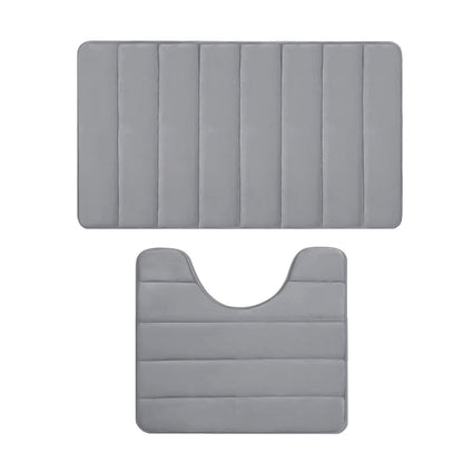 PALIFEUR Memory Foam Toilet Rug, Non-Slip Bathroom Rugs, Toilet Rugs U Shaped Washable, Commode Contour Rug, Soft Comfortable Super Water Absorption #2_Gray