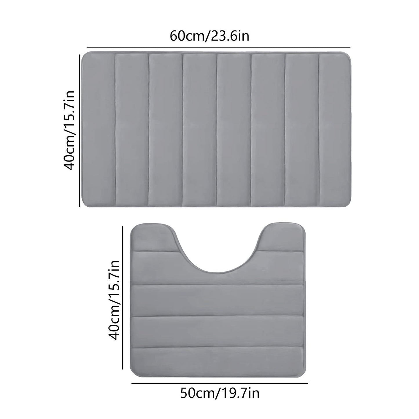 PALIFEUR Memory Foam Toilet Rug, Non-Slip Bathroom Rugs, Toilet Rugs U Shaped Washable, Commode Contour Rug, Soft Comfortable Super Water Absorption #2_Gray