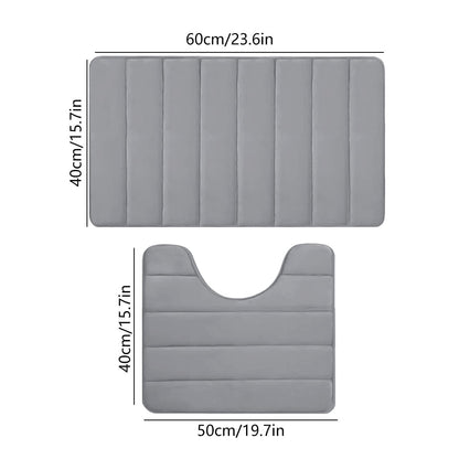 PALIFEUR Memory Foam Toilet Rug, Non-Slip Bathroom Rugs, Toilet Rugs U Shaped Washable, Commode Contour Rug, Soft Comfortable Super Water Absorption #2_Gray
