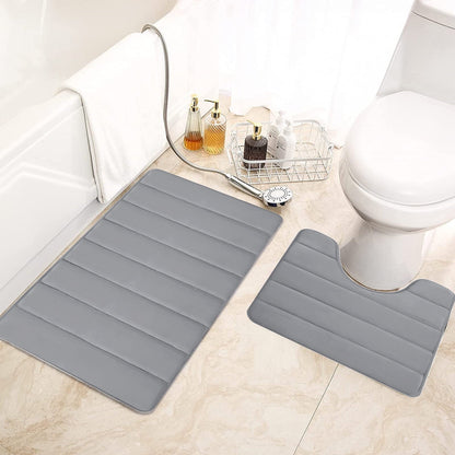 PALIFEUR Memory Foam Toilet Rug, Non-Slip Bathroom Rugs, Toilet Rugs U Shaped Washable, Commode Contour Rug, Soft Comfortable Super Water Absorption #2_Gray