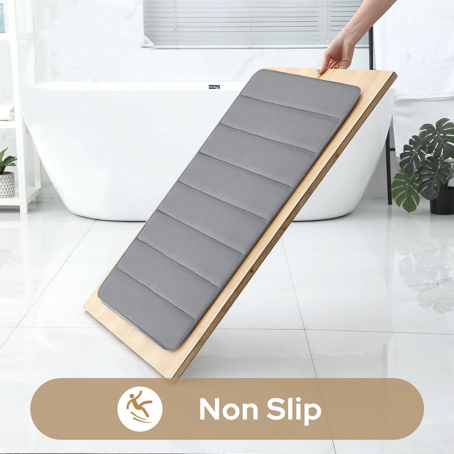 PALIFEUR Memory Foam Toilet Rug, Non-Slip Bathroom Rugs, Toilet Rugs U Shaped Washable, Commode Contour Rug, Soft Comfortable Super Water Absorption #2_Gray