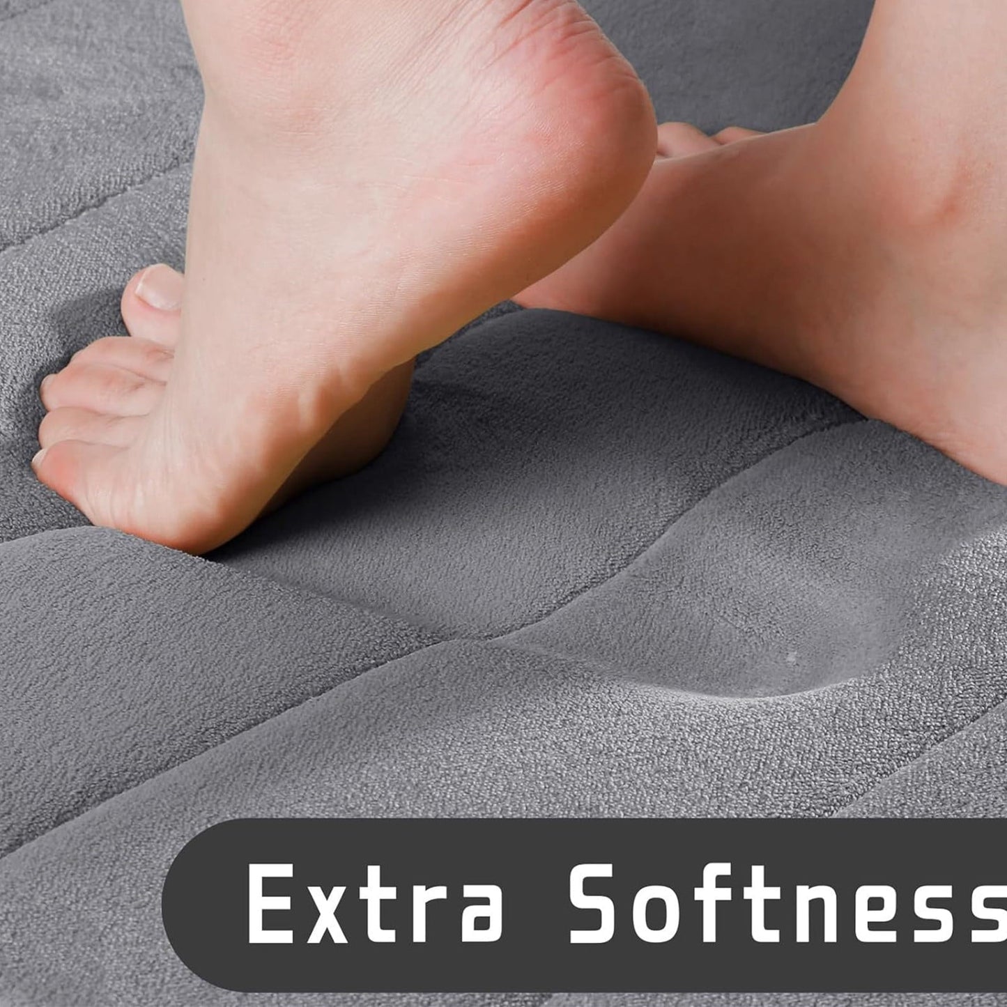 PALIFEUR Memory Foam Toilet Rug, Non-Slip Bathroom Rugs, Toilet Rugs U Shaped Washable, Commode Contour Rug, Soft Comfortable Super Water Absorption #2_Gray