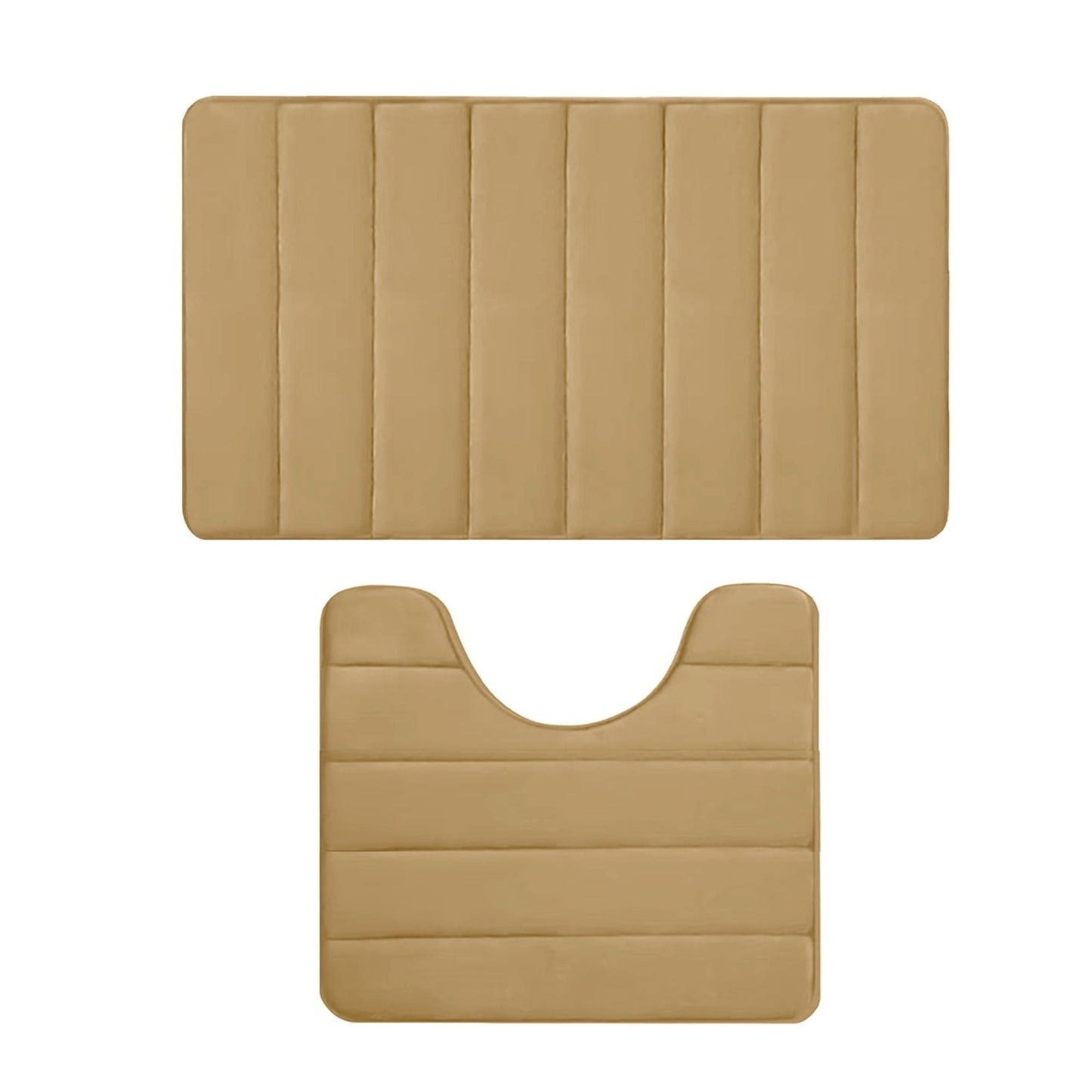 PALIFEUR Memory Foam Toilet Rug, Non-Slip Bathroom Rugs, Toilet Rugs U Shaped Washable, Commode Contour Rug, Soft Comfortable Super Water Absorption #2_Khaki