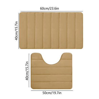 PALIFEUR Memory Foam Toilet Rug, Non-Slip Bathroom Rugs, Toilet Rugs U Shaped Washable, Commode Contour Rug, Soft Comfortable Super Water Absorption #2_Khaki