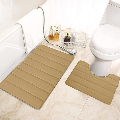 PALIFEUR Memory Foam Toilet Rug, Non-Slip Bathroom Rugs, Toilet Rugs U Shaped Washable, Commode Contour Rug, Soft Comfortable Super Water Absorption #2_Khaki
