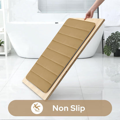 PALIFEUR Memory Foam Toilet Rug, Non-Slip Bathroom Rugs, Toilet Rugs U Shaped Washable, Commode Contour Rug, Soft Comfortable Super Water Absorption #2_Khaki