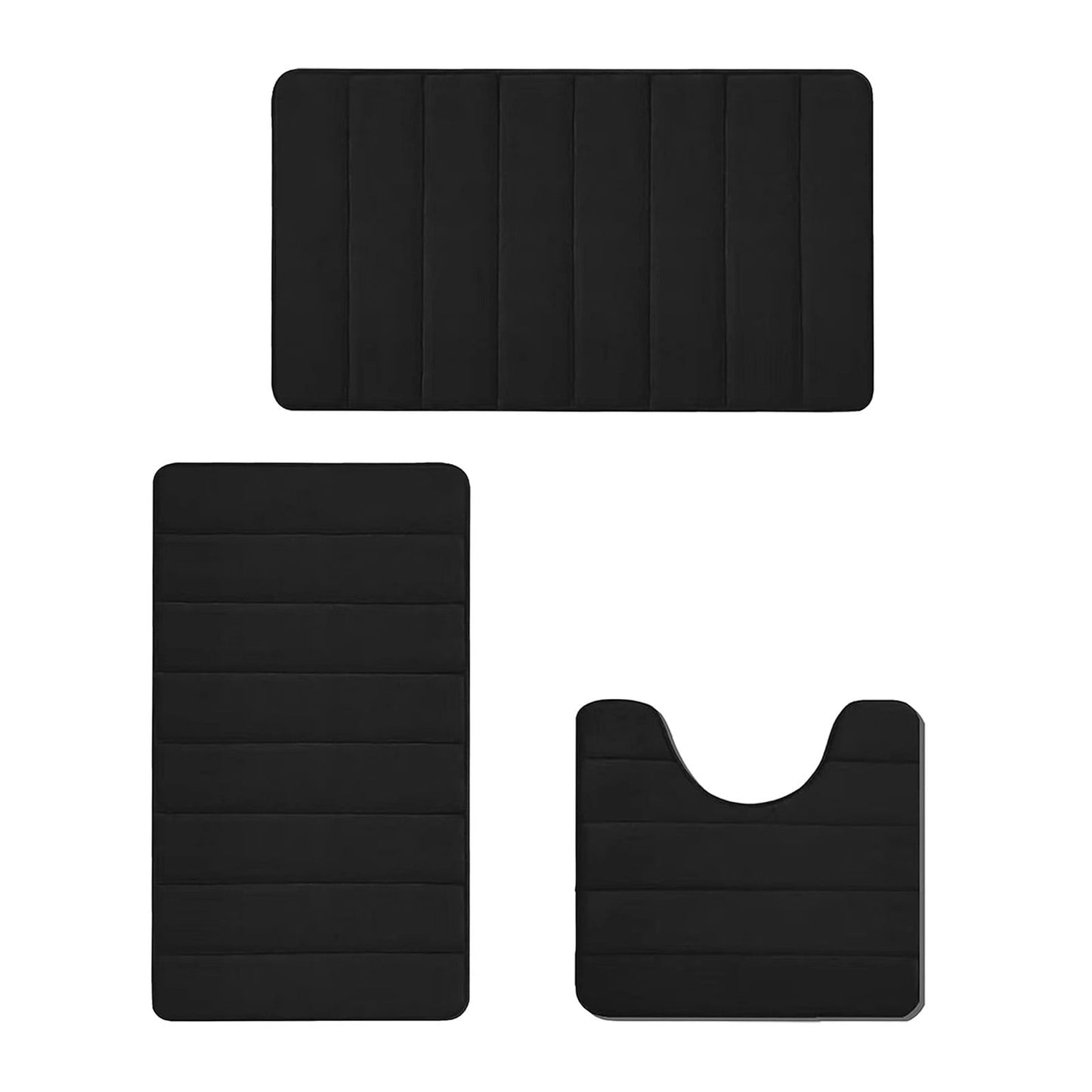 PALIFEUR Memory Foam Toilet Rug, Non-Slip Bathroom Rugs, Toilet Rugs U Shaped Washable, Commode Contour Rug, Soft Comfortable Super Water Absorption #3_Black