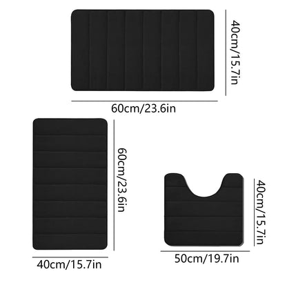 PALIFEUR Memory Foam Toilet Rug, Non-Slip Bathroom Rugs, Toilet Rugs U Shaped Washable, Commode Contour Rug, Soft Comfortable Super Water Absorption #3_Black